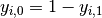 y_{i,0} = 1 - y_{i,1}